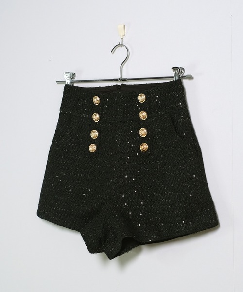 shopnikoniko（ショップニコニコ）の「ダブルボタン ラメツイード ショートパンツ（その他パンツ・レディース・ブラック/ホワイト・フリー）」の16枚目の写真