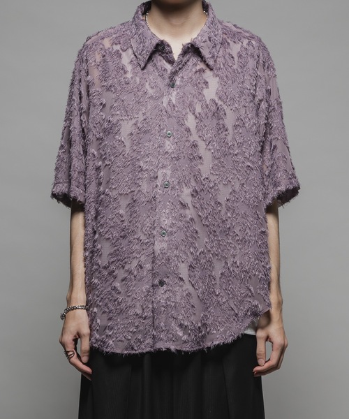 CASPER JOHN(キャスパージョン)の「Various loose shirts -fringe sheer- /バリアスルーズシャツ -フリンジシアー-(シャツ/ブラウス・メンズ・ブラック/サックスブルー/ワイン/グレー/ネイビー/パープル/ホワイト・X-SMALL/SMALL/MEDIUM/LARGE)」の6枚目の写真