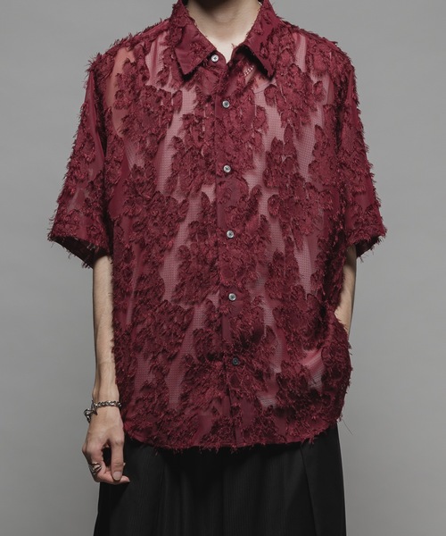 CASPER JOHN(キャスパージョン)の「Various loose shirts -fringe sheer- /バリアスルーズシャツ -フリンジシアー-(シャツ/ブラウス・メンズ・ブラック/サックスブルー/ワイン/グレー/ネイビー/パープル/ホワイト・X-SMALL/SMALL/MEDIUM/LARGE)」の7枚目の写真