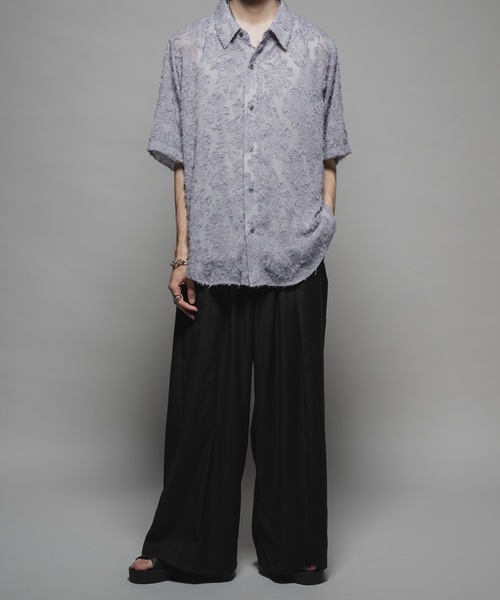 CASPER JOHN(キャスパージョン)の「Various loose shirts -fringe sheer- /バリアスルーズシャツ -フリンジシアー-(シャツ/ブラウス・メンズ・ブラック/サックスブルー/ワイン/グレー/ネイビー/パープル/ホワイト・X-SMALL/SMALL/MEDIUM/LARGE)」の17枚目の写真