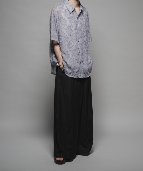 CASPER JOHN(キャスパージョン)の「Various loose shirts -fringe sheer- /バリアスルーズシャツ -フリンジシアー-(シャツ/ブラウス・メンズ・ブラック/サックスブルー/ワイン/グレー/ネイビー/パープル/ホワイト・X-SMALL/SMALL/MEDIUM/LARGE)」の18枚目の写真