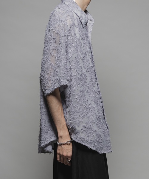CASPER JOHN(キャスパージョン)の「Various loose shirts -fringe sheer- /バリアスルーズシャツ -フリンジシアー-(シャツ/ブラウス・メンズ・ブラック/サックスブルー/ワイン/グレー/ネイビー/パープル/ホワイト・X-SMALL/SMALL/MEDIUM/LARGE)」の15枚目の写真