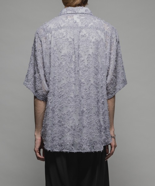 CASPER JOHN(キャスパージョン)の「Various loose shirts -fringe sheer- /バリアスルーズシャツ -フリンジシアー-(シャツ/ブラウス・メンズ・ブラック/サックスブルー/ワイン/グレー/ネイビー/パープル/ホワイト・X-SMALL/SMALL/MEDIUM/LARGE)」の16枚目の写真