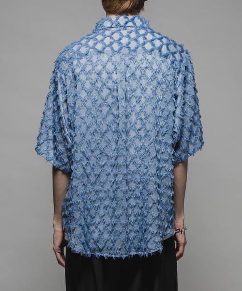 CASPER JOHN(キャスパージョン)の「Various loose shirts -fringe sheer- /バリアスルーズシャツ -フリンジシアー-(シャツ/ブラウス・メンズ・ブラック/サックスブルー/ワイン/グレー/ネイビー/パープル/ホワイト・X-SMALL/SMALL/MEDIUM/LARGE)」の9枚目の写真