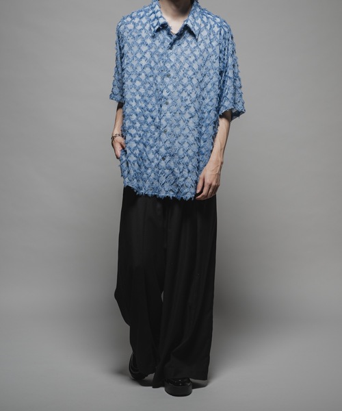CASPER JOHN(キャスパージョン)の「Various loose shirts -fringe sheer- /バリアスルーズシャツ -フリンジシアー-(シャツ/ブラウス・メンズ・ブラック/サックスブルー/ワイン/グレー/ネイビー/パープル/ホワイト・X-SMALL/SMALL/MEDIUM/LARGE)」の11枚目の写真