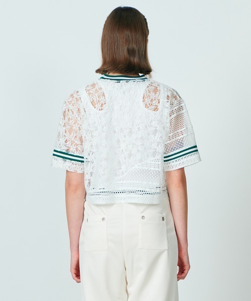 DOUBLE STANDARD CLOTHING(ダブルスタンダードクロージング)の「ドッキングレースシアートップス(シャツ/ブラウス・レディース・オフホワイト/ネイビー・36/38)」の5枚目の写真