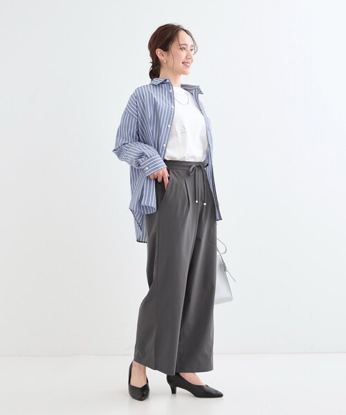 DRESKIP(ドレスキップ)の「【S-LL】楽してすっきり タックワイドパンツ(その他パンツ・レディース・ベビーピンク/ブラック/チャコールグレー・01/02/03/04)」の6枚目の写真