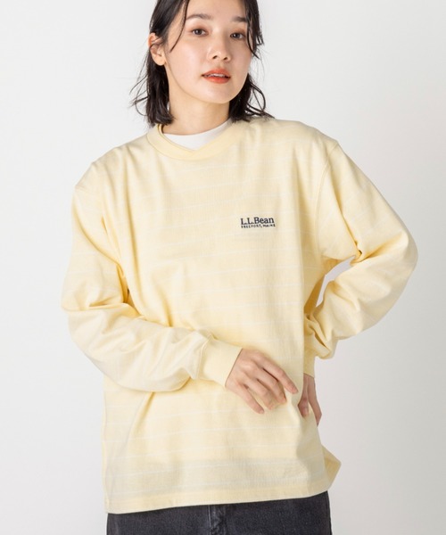 L.L.Bean(エルエルビーン)の「【JAPAN EDITION】ユニオン・ロングスリーブ・ティ(Tシャツ/カットソー・レディース・イエロー/ホワイト×グリーン/ライトグレー/ホワイト・MEDIUM)」の7枚目の写真