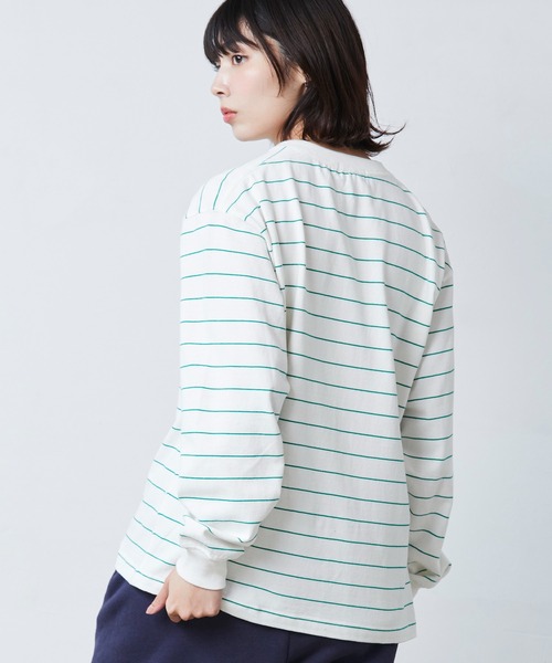 L.L.Bean(エルエルビーン)の「【JAPAN EDITION】ユニオン・ロングスリーブ・ティ(Tシャツ/カットソー・レディース・イエロー/ホワイト×グリーン/ライトグレー/ホワイト・MEDIUM)」の21枚目の写真