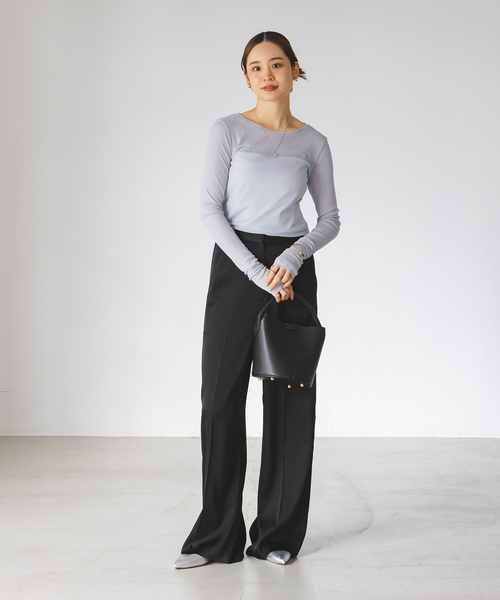 Noble(ノーブル)の「《追加3》シアーテレコロングスリーブプルオーバー(Tシャツ/カットソー・レディース・ホワイト/ブラック/サックスブルー・FREE)」の5枚目の写真