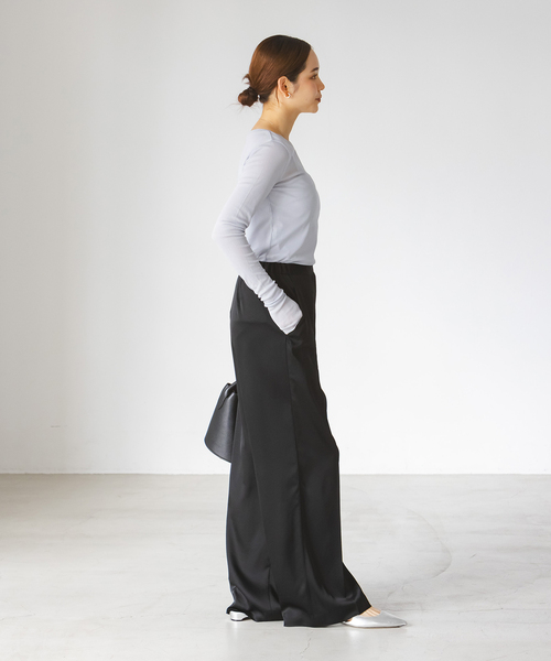 Noble(ノーブル)の「《追加3》シアーテレコロングスリーブプルオーバー(Tシャツ/カットソー・レディース・ホワイト/ブラック/サックスブルー・FREE)」の6枚目の写真