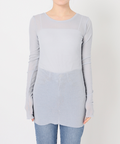 Noble(ノーブル)の「《追加3》シアーテレコロングスリーブプルオーバー(Tシャツ/カットソー・レディース・ホワイト/ブラック/サックスブルー・FREE)」の20枚目の写真