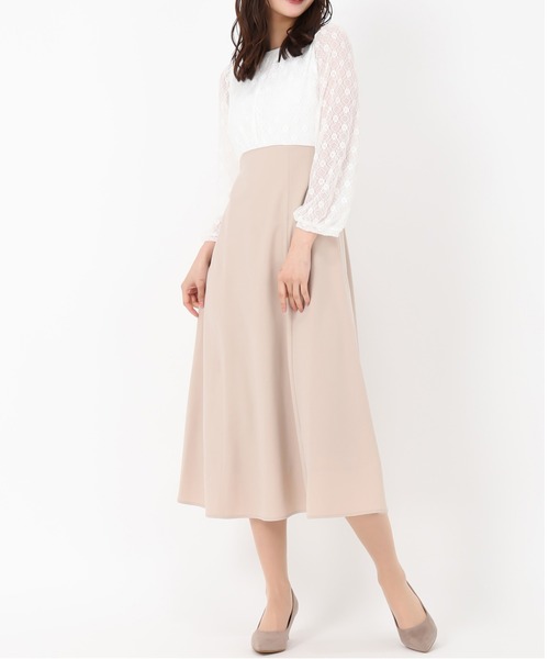 MISCH MASCH(ミッシュマッシュ)の「レースドッキングワンピース(ワンピース・レディース・ベージュ/グリーン・S/M)」の1枚目の写真