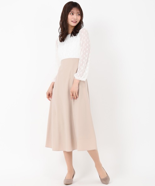 MISCH MASCH(ミッシュマッシュ)の「レースドッキングワンピース(ワンピース・レディース・ベージュ/グリーン・S/M)」の3枚目の写真