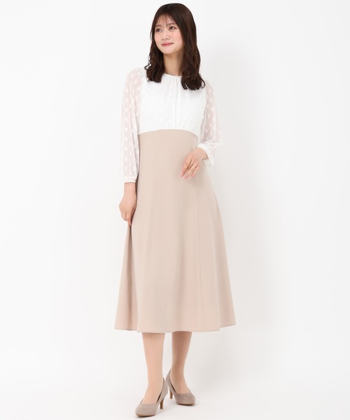MISCH MASCH(ミッシュマッシュ)の「レースドッキングワンピース(ワンピース・レディース・ベージュ/グリーン・S/M)」の4枚目の写真