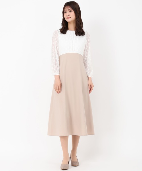 MISCH MASCH(ミッシュマッシュ)の「レースドッキングワンピース(ワンピース・レディース・ベージュ/グリーン・S/M)」の5枚目の写真