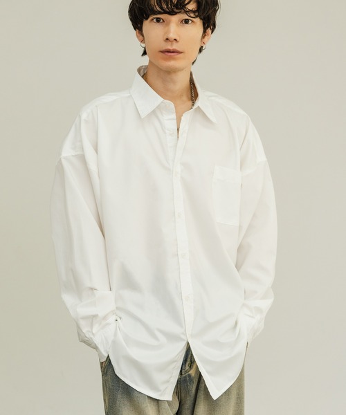 improves（インプローブス）の「無地 オーバーサイズ 長袖 レギュラーシャツ（シャツ/ブラウス・メンズ・ブルー/ブラック/ホワイト・X-LARGE/LARGE/MEDIUM/SMALL）」の2枚目の写真