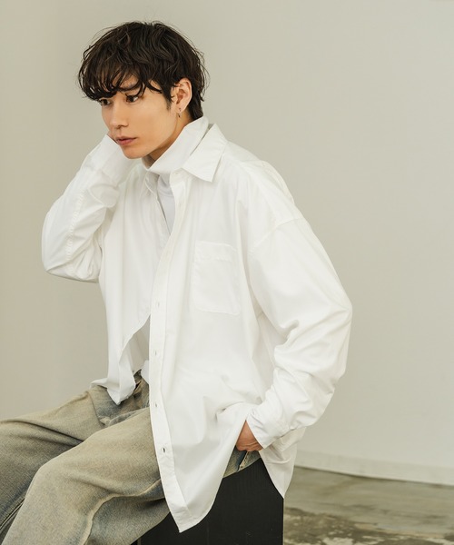 improves（インプローブス）の「無地 オーバーサイズ 長袖 レギュラーシャツ（シャツ/ブラウス・メンズ・ブルー/ブラック/ホワイト・X-LARGE/LARGE/MEDIUM/SMALL）」の5枚目の写真