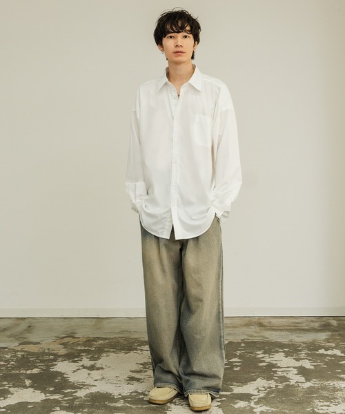 improves（インプローブス）の「無地 オーバーサイズ 長袖 レギュラーシャツ（シャツ/ブラウス・メンズ・ブルー/ブラック/ホワイト・X-LARGE/LARGE/MEDIUM/SMALL）」の9枚目の写真