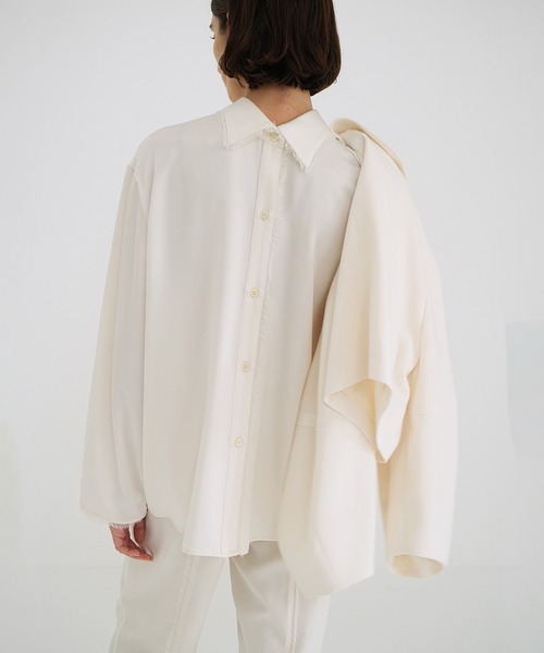 CLANE（クラネ）の「W FACE FRINGE SHIRTS（シャツ/ブラウス・レディース・アイボリー/ブラック・1/2）」の4枚目の写真