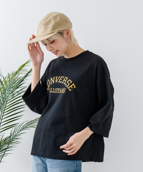 CONVERSE(コンバース)の「【CONVERSE/コンバース】8分袖 切り替えTシャツ(Tシャツ/カットソー・レディース・ライトグレー/ブラック/オフホワイト/エメラルド・MEDIUM/LARGE)」の11枚目の写真