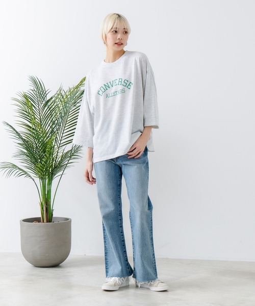 CONVERSE(コンバース)の「【CONVERSE/コンバース】8分袖 切り替えTシャツ(Tシャツ/カットソー・レディース・ライトグレー/ブラック/オフホワイト/エメラルド・MEDIUM/LARGE)」の13枚目の写真