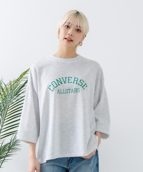 CONVERSE(コンバース)の「【CONVERSE/コンバース】8分袖 切り替えTシャツ(Tシャツ/カットソー・レディース・ライトグレー/ブラック/オフホワイト/エメラルド・MEDIUM/LARGE)」の18枚目の写真