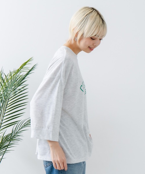 CONVERSE(コンバース)の「【CONVERSE/コンバース】8分袖 切り替えTシャツ(Tシャツ/カットソー・レディース・ライトグレー/ブラック/オフホワイト/エメラルド・MEDIUM/LARGE)」の22枚目の写真