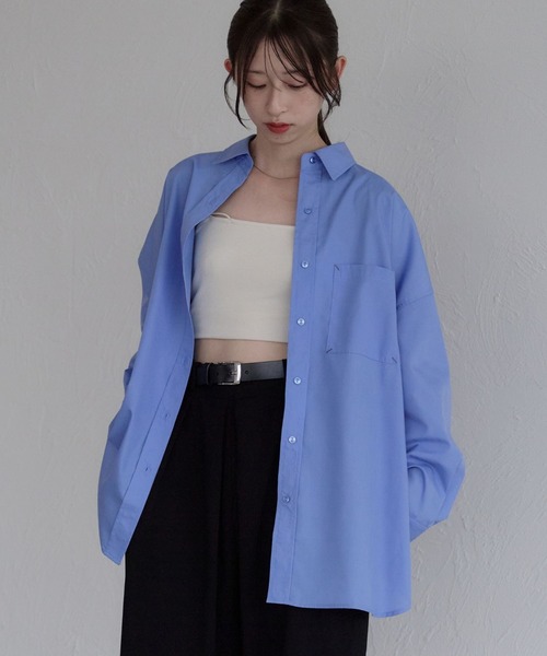 イエナ コットン SOMELOS オーバーサイズシャツ ブラウス ブルー IENA（イエナ）の「SOMELOS オーバーシャツ◇（シャツ/ブラウス