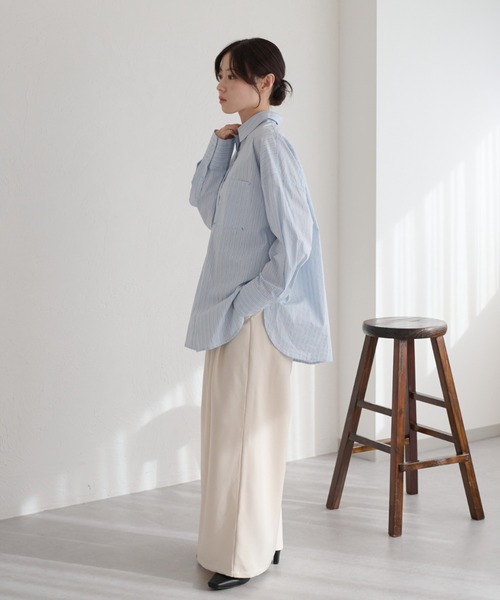 ホワイトポケット付きオーバーサイズシャツ セール】ビックポケット オーバーサイズシャツ（シャツ/ブラウス