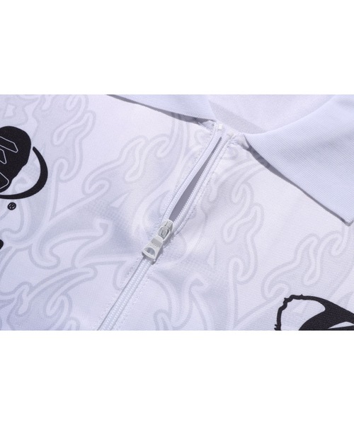 ポロシャツ FLAME PATTERN OVERALL PRINT HALF ZIP RELAX FIT POLO SHIRT FLAME PATTERN OVERALL PRINT HALF ZIP RELAX FIT POLO SHIRT