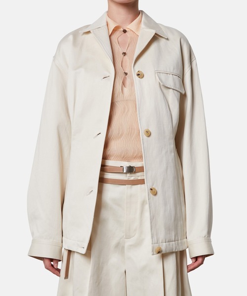 iRENE（アイレネ）の「コットンサテンブルゾンジャケット / Cotton Satin Blouson Jacket（テーラードジャケット・レディース・アイボリー/ブラウン・36）」の3枚目の写真
