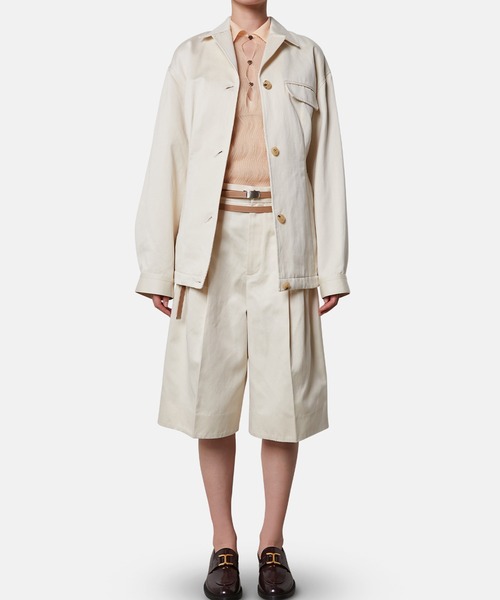 iRENE（アイレネ）の「コットンサテンブルゾンジャケット / Cotton Satin Blouson Jacket（テーラードジャケット・レディース・アイボリー/ブラウン・36）」の7枚目の写真