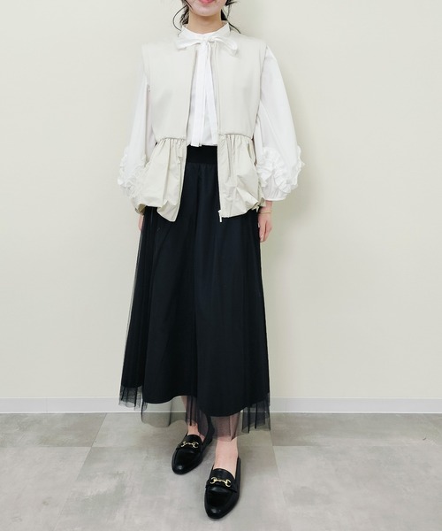 Virca（ヴィルカ）の「サイドラインチュールレイヤードスカート（スカート・レディース・ブラック・38）」の6枚目の写真