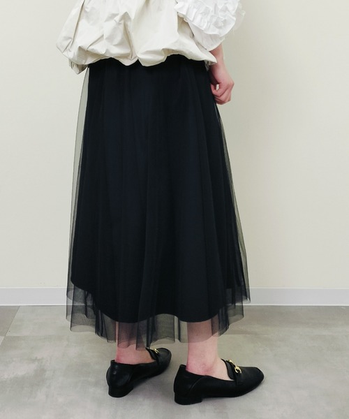 Virca（ヴィルカ）の「サイドラインチュールレイヤードスカート（スカート・レディース・ブラック・38）」の4枚目の写真