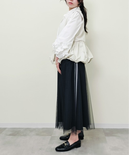 Virca（ヴィルカ）の「サイドラインチュールレイヤードスカート（スカート・レディース・ブラック・38）」の8枚目の写真