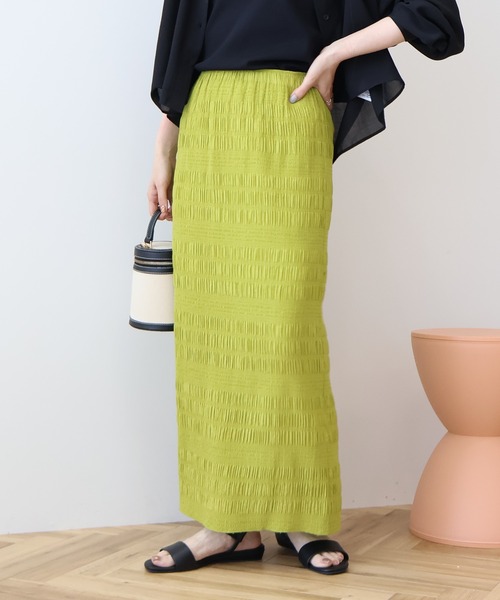 AMERICAN HOLIC（アメリカンホリック）の「シャーリングタイトスカート（スカート・レディース・ブラック/ライトベージュ/ブルー系その他6/その他6/チャコールグレー・M/L）」の5枚目の写真