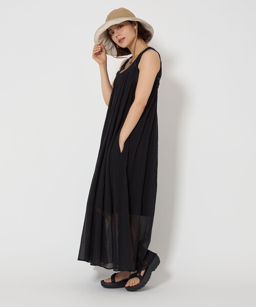 green label relaxing（グリーンレーベルリラクシング）の「【WEB限定】ハイショク ロングブリム ハット -UVケア-（ハット・レディース・ベージュ/ブラック/グレー・FREE）」の5枚目の写真