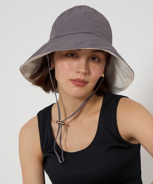 green label relaxing（グリーンレーベルリラクシング）の「【WEB限定】ハイショク ロングブリム ハット -UVケア-（ハット・レディース・ベージュ/ブラック/グレー・FREE）」の6枚目の写真
