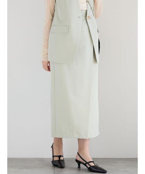 Te chichi(テチチ)の「【宮本茉由着用】ウエストマークラップナロースカート(セットアップ可)(スカート・レディース・ベージュ/ミント/グレー・F)」の4枚目の写真