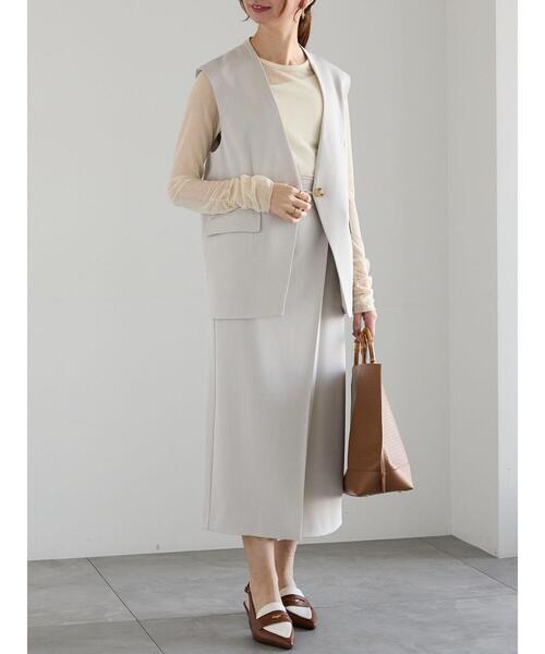 Te chichi(テチチ)の「【宮本茉由着用】ウエストマークラップナロースカート(セットアップ可)(スカート・レディース・ベージュ/ミント/グレー・F)」の7枚目の写真