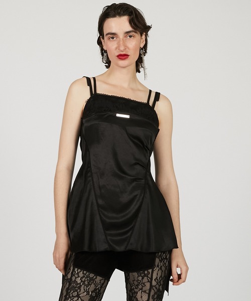 PRANK PROJECT(プランクプロジェクト)の「アシメランジェリーキャミチュニック / Asymmetrical Lingerie Cami Tunic(キャミソール・レディース・ブラック/ライトイエロー/グレー・FREE)」の2枚目の写真