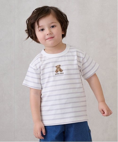 petit main(プティマイン)の「【プティプラ】BOYS半袖Tシャツ(Tシャツ/カットソー・キッズ・シルバーグレー/ネイビー/キャメル/カラフル/ライトグレー/マルチ/アイボリー/クリーム/オフホワイト/ターコイズブルー・90cm/100cm/110cm/80cm/120cm/130cm)」の4枚目の写真