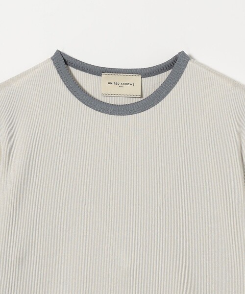 UNITEDARROWS リブバイカラーパイピング Tシャツ　ホワイト リブバイカラーパイピング ショートスリーブカットソー（Tシャツ