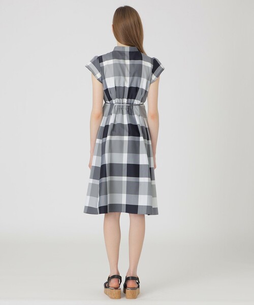 クレストブリッジチェックスリーブポンチワンピース（ドレス