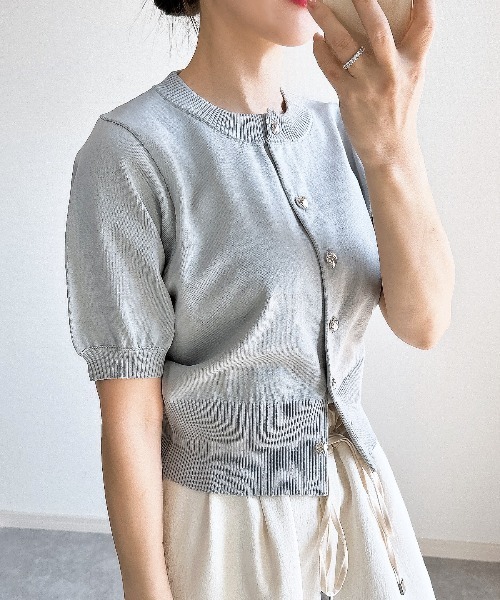 &. NOSTALGIA(アンドドットノスタルジア)の「【ZOZO限定】ハートボタンカーディガン(カーディガン/ボレロ・レディース・ホワイト/ピンク/レッド/ブラック/グレー/グレイッシュブルー・M)」の10枚目の写真