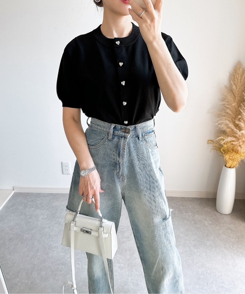 &. NOSTALGIA(アンドドットノスタルジア)の「【ZOZO限定】ハートボタンカーディガン(カーディガン/ボレロ・レディース・ホワイト/ピンク/レッド/ブラック/グレー/グレイッシュブルー・M)」の19枚目の写真