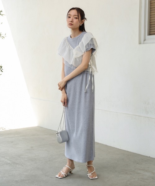 S・Mサイズ展開】アシメフリルドッキングワンピース（ワンピース