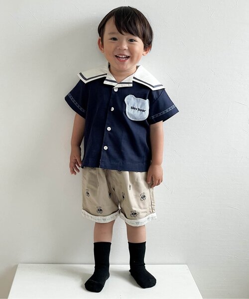 apres les cours(アプレレクール)の「tiny bear 刺繍パンツ(その他パンツ・キッズ・ベージュ/ネイビー・80/90/100/110/120)」の5枚目の写真