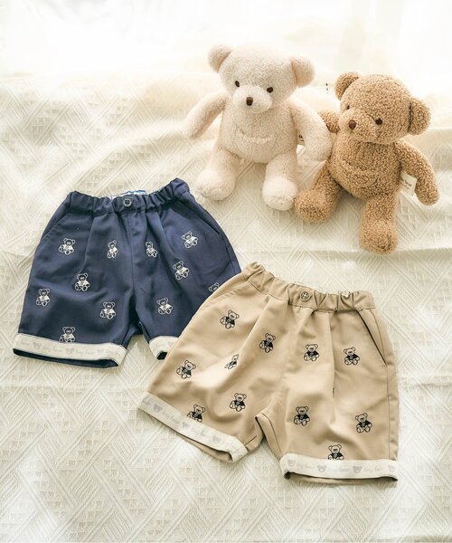 apres les cours(アプレレクール)の「tiny bear 刺繍パンツ(その他パンツ・キッズ・ベージュ/ネイビー・80/90/100/110/120)」の7枚目の写真